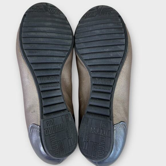 Munro Leather Ballet Flat Shoes Cap Toe Slip On Size 9.5M Shimmer Bronze Gray - Picture 8 of 13